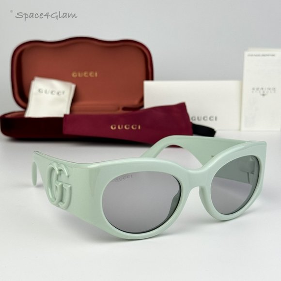 BRAND NEW Gucci GG1544S 003 Green Grey Unisex Oval Sunglasses GG 1544S - Picture 3 of 8